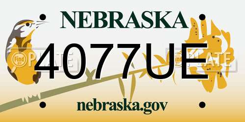 4077UE Nebraska License Plate