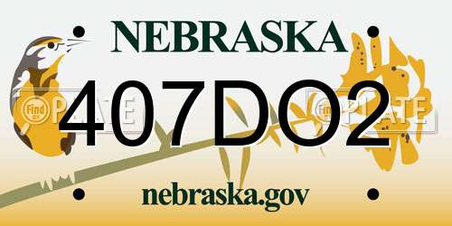 407DO2 Nebraska License Plate