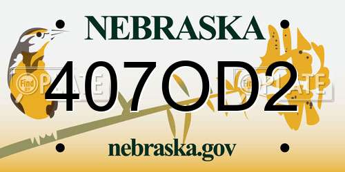 407OD2 Nebraska License Plate