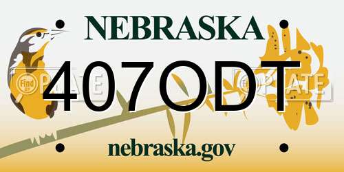 407ODT Nebraska License Plate