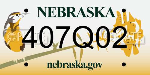 407Q02 Nebraska License Plate