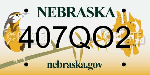 407QO2 Nebraska License Plate