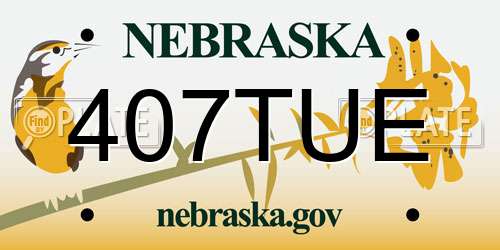407TUE Nebraska License Plate