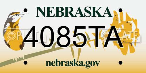 4085TA Nebraska License Plate