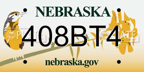 408BT4 Nebraska License Plate