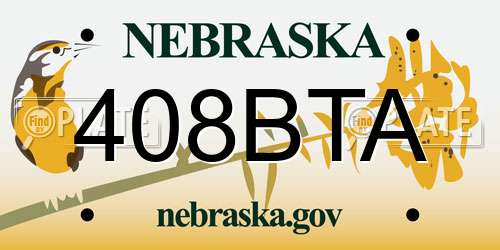 408BTA Nebraska License Plate
