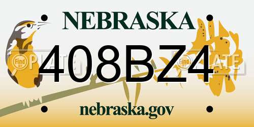 408BZ4 Nebraska License Plate