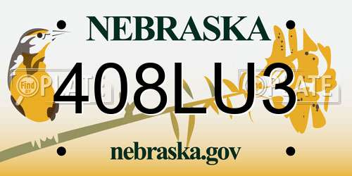 408LU3 Nebraska License Plate