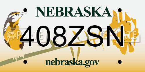 408ZSN Nebraska License Plate