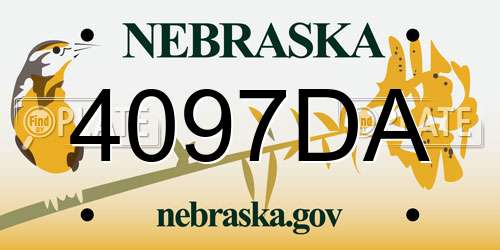 4097DA Nebraska License Plate
