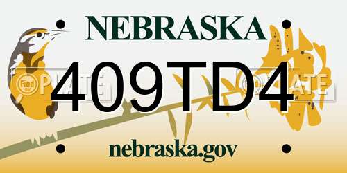 409TD4 Nebraska License Plate