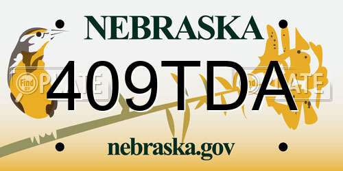 409TDA Nebraska License Plate