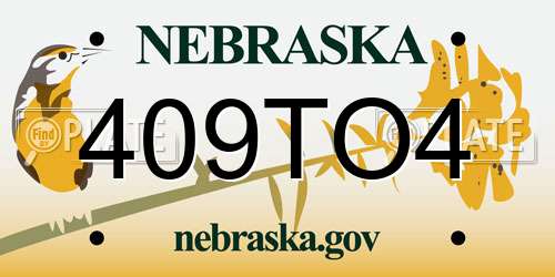 409TO4 Nebraska License Plate
