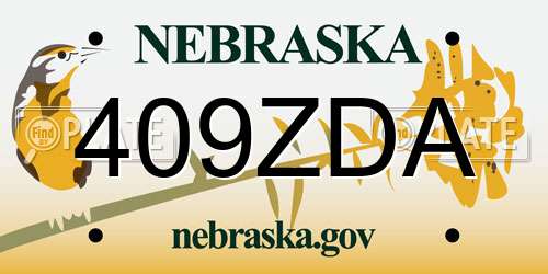 409ZDA Nebraska License Plate