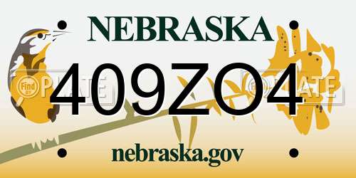 409ZO4 Nebraska License Plate