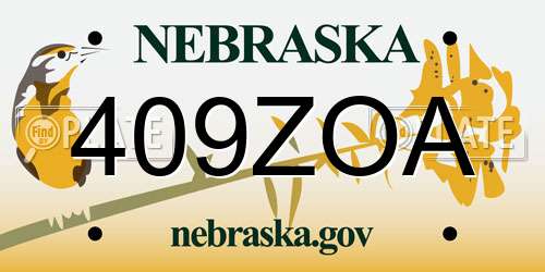409ZOA Nebraska License Plate