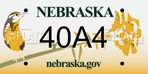 40A4 Nebraska License Plate