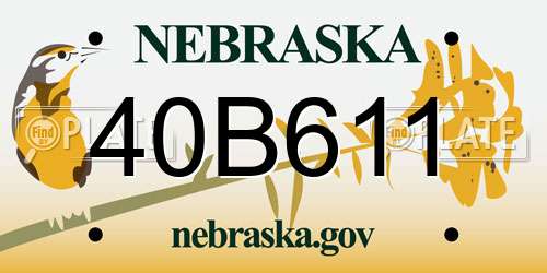 40B611 Nebraska License Plate