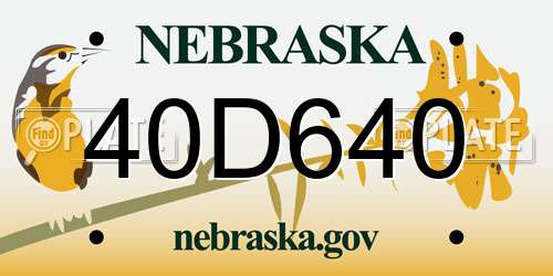 40D640 Nebraska License Plate