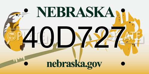 40D727 Nebraska License Plate