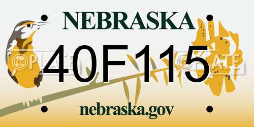 40F115 Nebraska License Plate