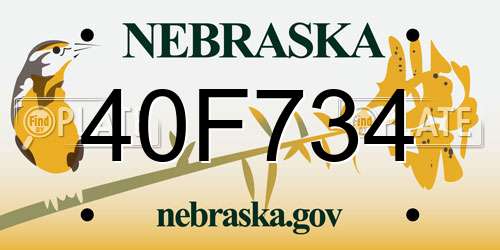 40F734 Nebraska License Plate