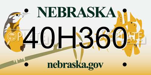 40H360 Nebraska License Plate