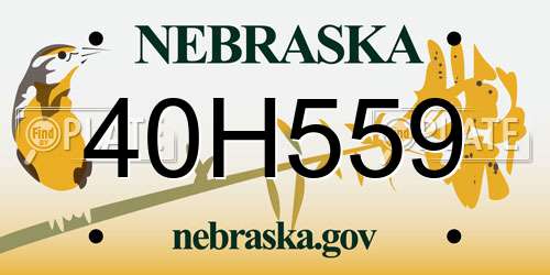 40H559 Nebraska License Plate
