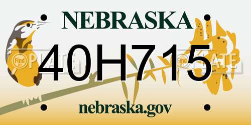 40H715 Nebraska License Plate