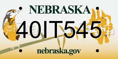 40IT545 Nebraska License Plate