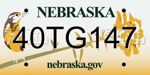 40TG147 Nebraska License Plate