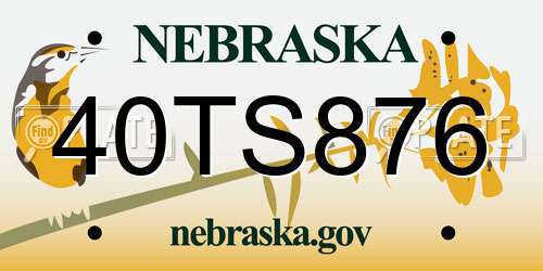 40TS876 Nebraska License Plate