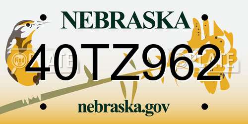 40TZ962 Nebraska License Plate