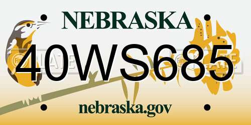40WS685 Nebraska License Plate