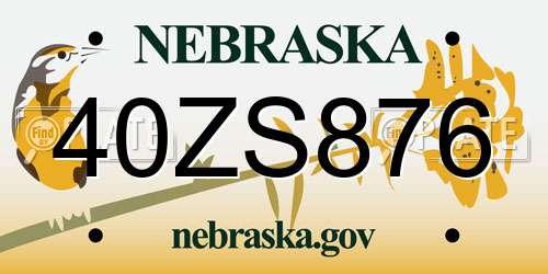 40ZS876 Nebraska License Plate