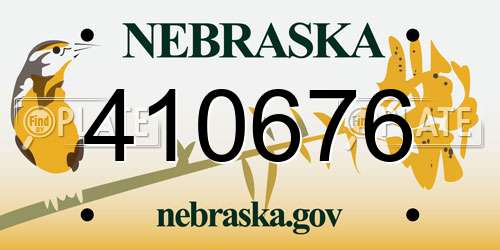 410676 Nebraska License Plate