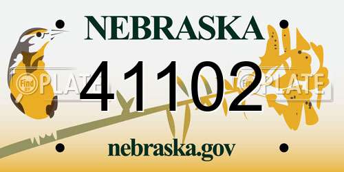 41102 Nebraska License Plate