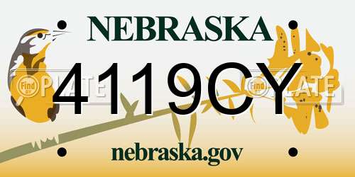 4119CY Nebraska License Plate