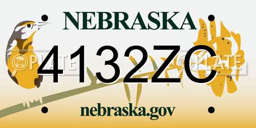 4132ZC Nebraska License Plate