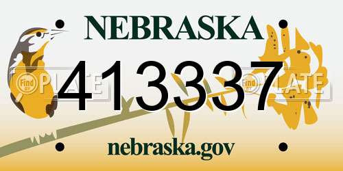 413337 Nebraska License Plate