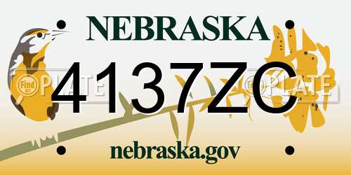 4137ZC Nebraska License Plate
