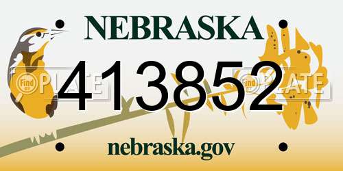 413852 Nebraska License Plate