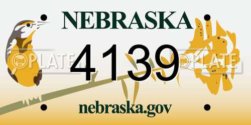 4139 Nebraska License Plate