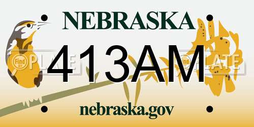 413AM Nebraska License Plate