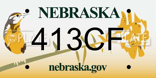 413CF Nebraska License Plate