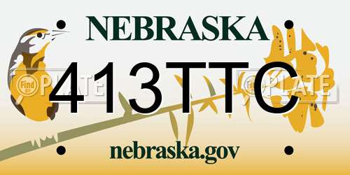 413TTC Nebraska License Plate