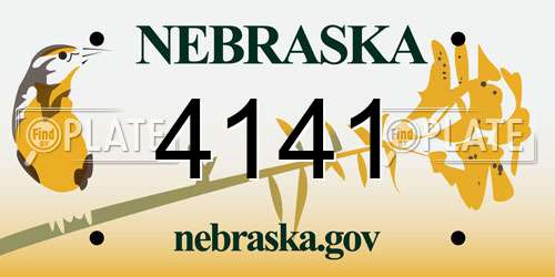 4141 Nebraska License Plate