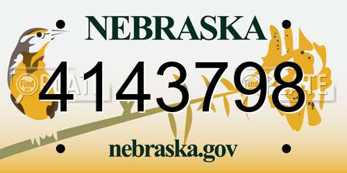 4143798 Nebraska License Plate