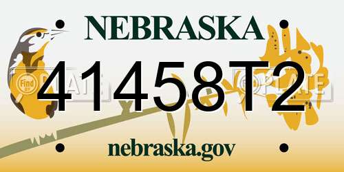 41458T2 Nebraska License Plate
