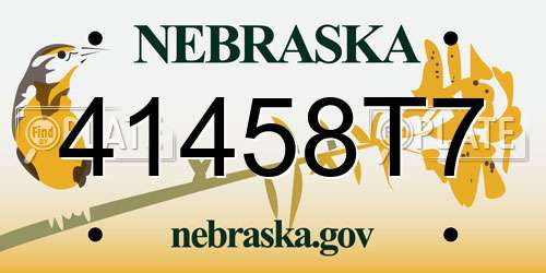 41458T7 Nebraska License Plate